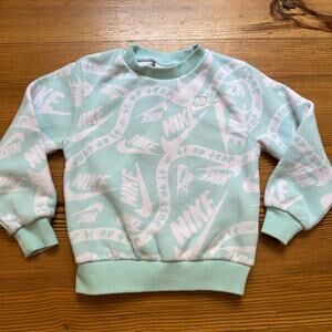Nike light blue white graphic‎ crew sweatshirt SIZE 4